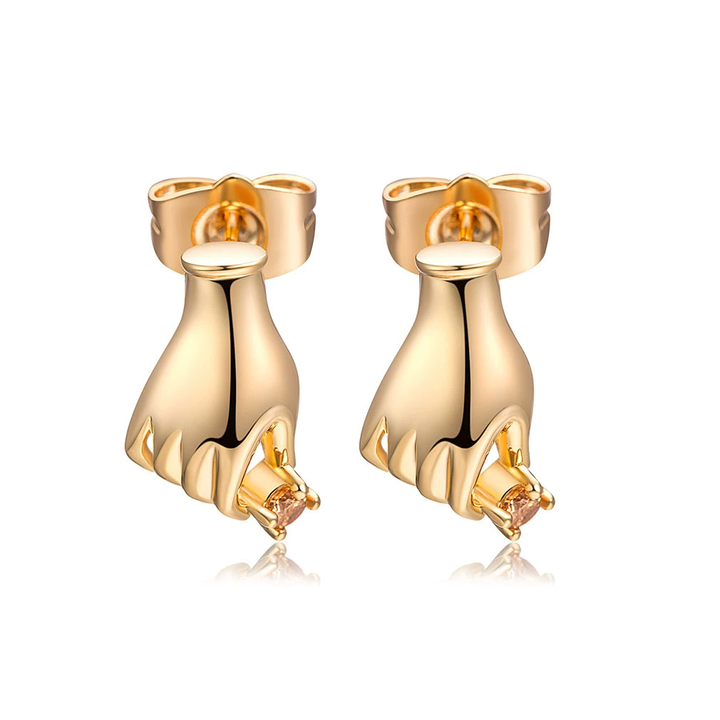 Brand copper zirconium, earrings for beloved, European style