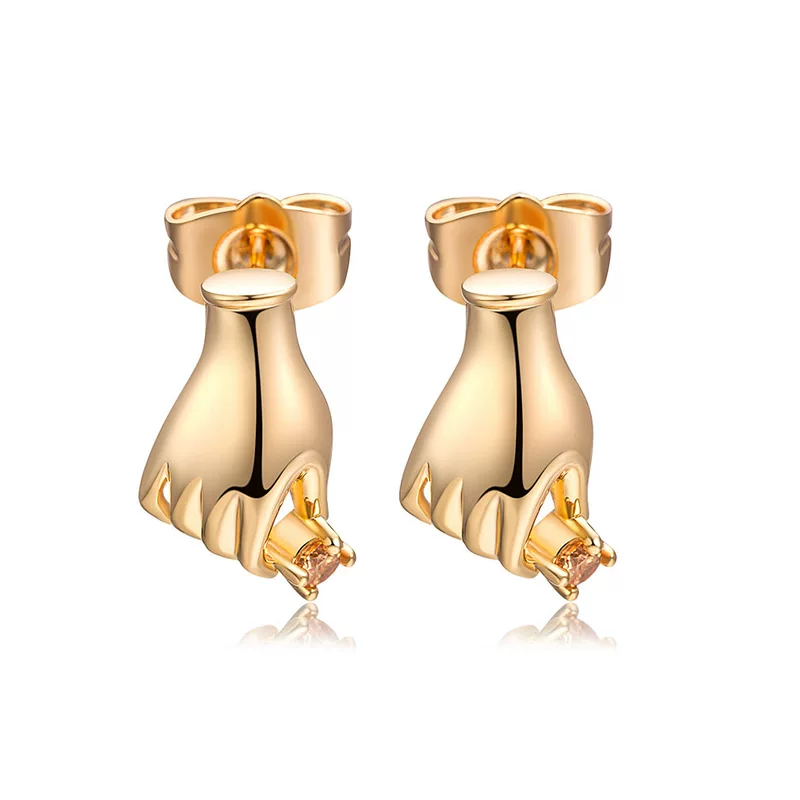Brand copper zirconium, earrings for beloved, European style