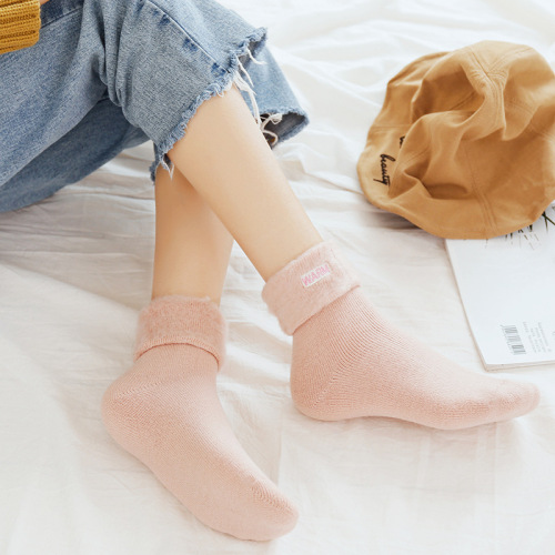 Autumn and winter new socks for women wholesale brushed thickened plus velvet floor socks warm and heating women's socks super thick ski socks