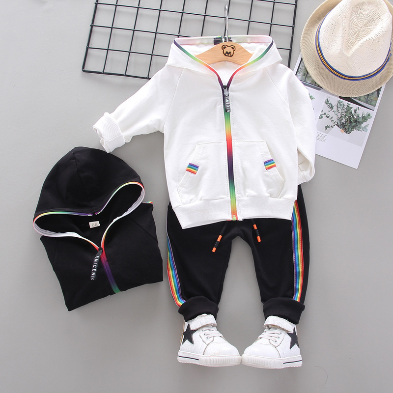 Long-sleeved Children's Suit Set Head Hooded Sweater Leisure Sports Two-piece Suit