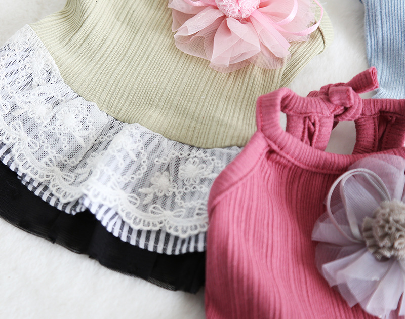 竖条胸花拼布裙