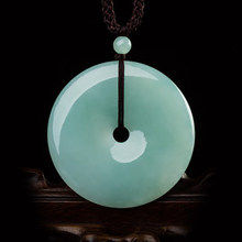 天然缅甸翡翠A货糯种豆绿平安扣吊坠挂件送证书产地货源批发