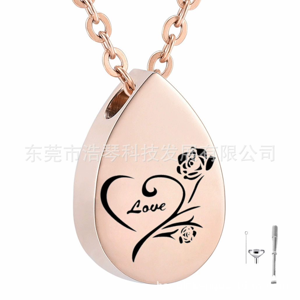 Европейская и американская мода персонализированные флакон духов ПЭТ кости золы ожерелье розовое золото каплевидный прекрасный пепельный шкатулка кулон