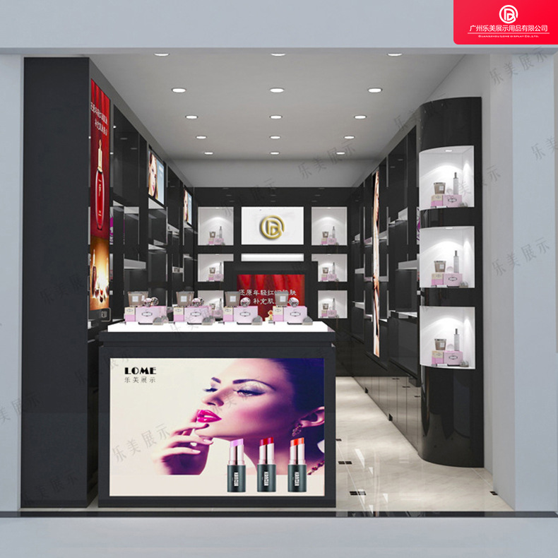 广州工厂化妆品木质烤漆整店输出展示柜展示台高柜背柜展示架