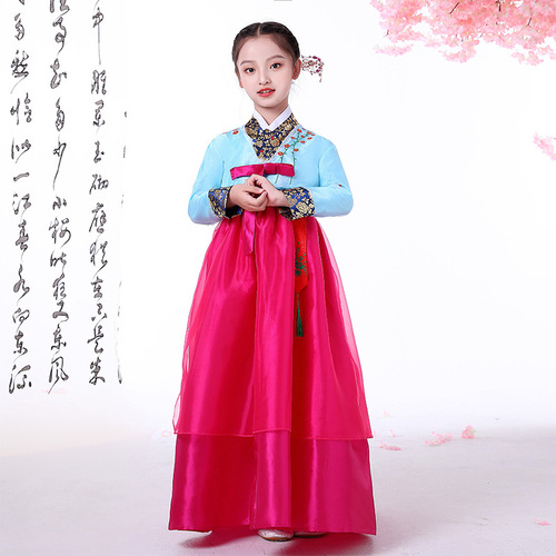 Girls baby cosplay hanbok dresses children Korean dresses girls korea traditional folk costume minority folk dance suit stage performance clothing for kids