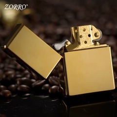 ZORRO Yellow Brass Battle Armor Shield Waterproof Kerosene Lighter Windproof Solid Hollow Thick Lighter Gift
