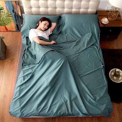 出差旅行酒店宾馆全棉超轻便携式睡袋60支纯色长绒棉双人隔脏床单