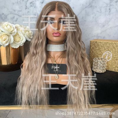 European and American new wig medium dyed rose net high temperature silk long curly hair gradient color factory direct sales