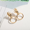 Fashionable neon golden ring, design metal earrings, 2021 collection, European style, trend of season