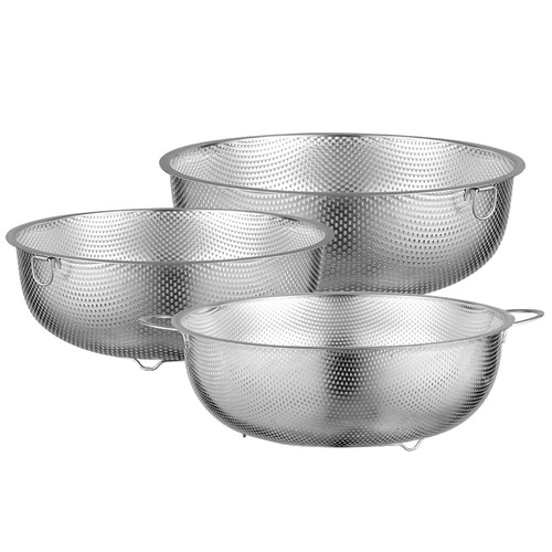 Stainless steel dense hole multi-purpose basket dense hole basket multi-purpose drain basket fruit basket binaural rice washing sieve washing rice basin rice washing basin