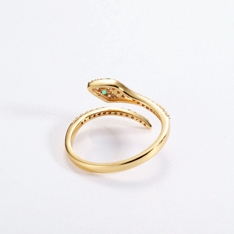 Fashion simple adjustable snake-shaped s925 sterling silver 9k gold ring