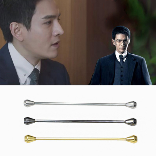 [Classic] Conical head spiral button collar pin collar European and American men's formal French shirt tie stick