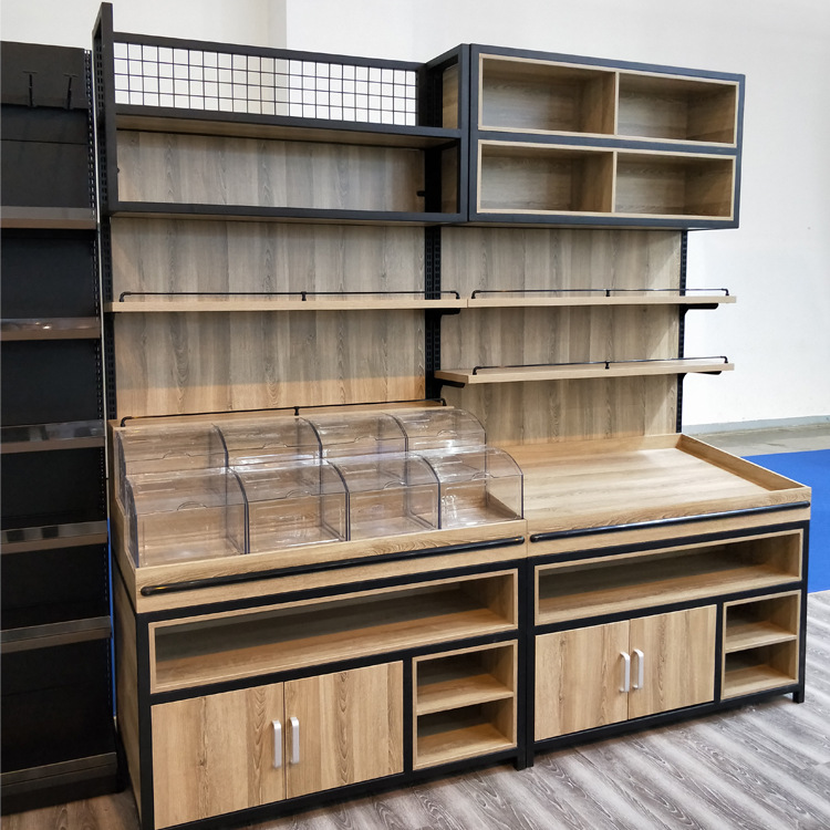 厂家直销钢木结合超市散货架 超市零食柜粮油柜