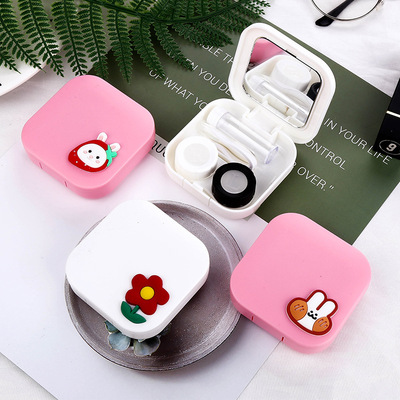 新款創意卡通隱形眼鏡盒 可愛美瞳眼鏡收納盒學生便攜隱形伴侶盒