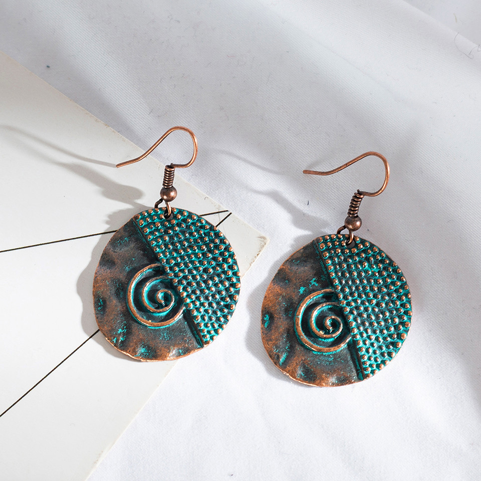 Retro Circle Concave Irregular Alloy Earrings Wholesale display picture 3