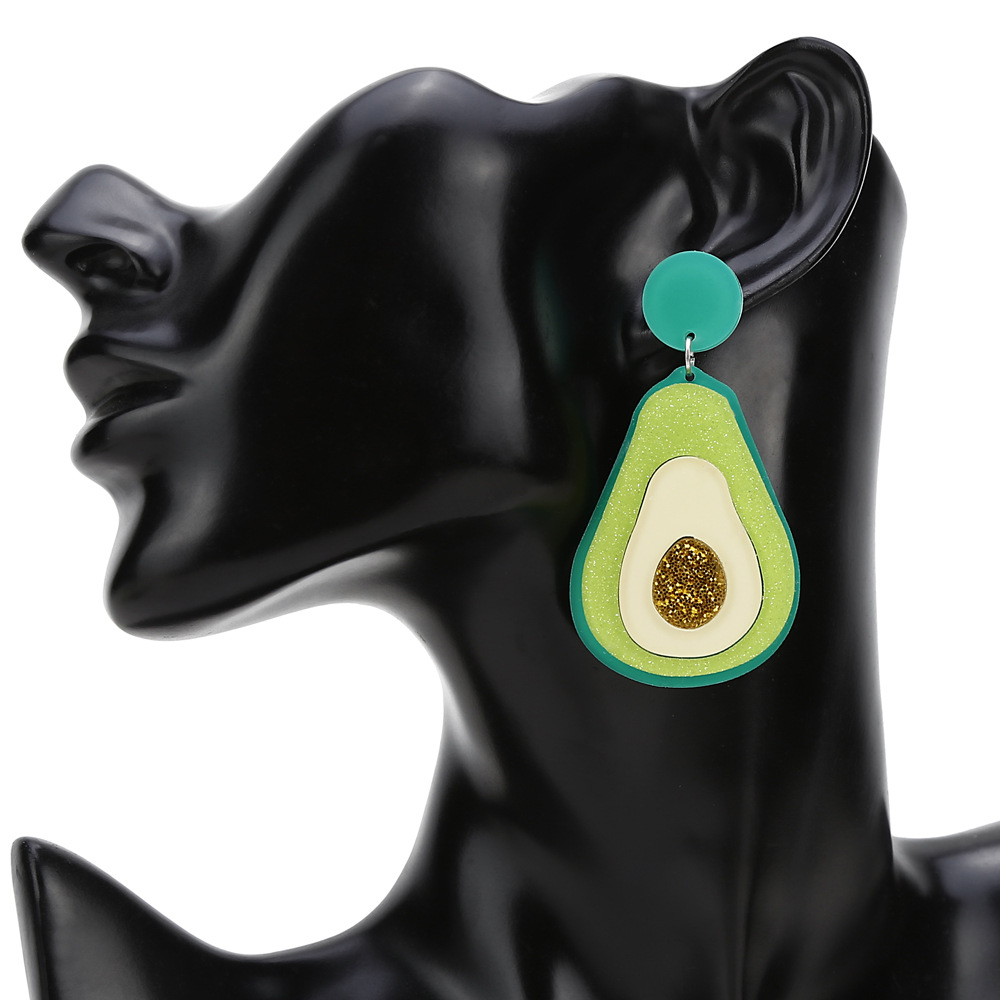 Mode Nouveau Acrylique Avocat Fruits Vert Boucles D&#39;oreilles Mignon Boucles D&#39;oreilles Douces En Gros Nihaojewelry display picture 5