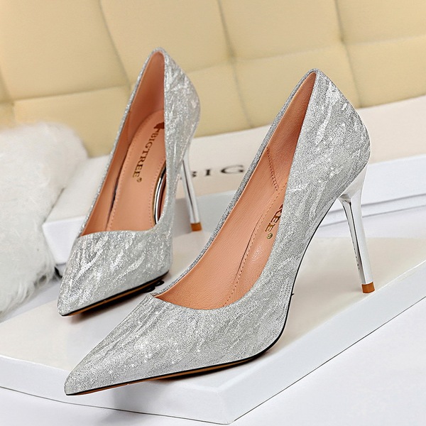 thin nightclub high heel shoes shallow mouth pointed