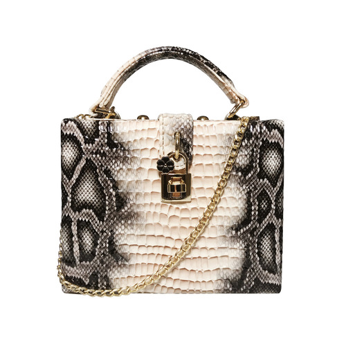 Concave python print leather women's bag European and American style box handbag foreign trade shoulder crossbody PU bag dropshipping