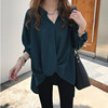 Spring autumn long shiffon shirt, long-sleeve, mid-length, maxi length, long sleeve