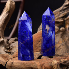 天然石英石熔煉藍水晶柱 原石打磨水晶跨境工藝品擺件批發