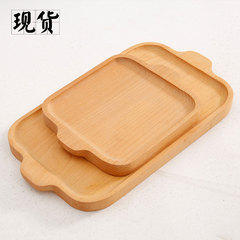 長方形雙耳式櫸木托盤子木質托盤酒店餐廳大小號兒童餐盤餐具