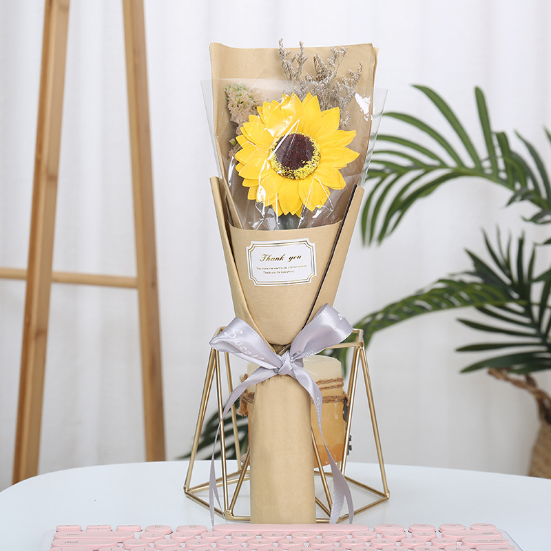  Rosa de jabón eterno con envoltura de flores secas para regalo