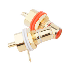 純銅鍍金RCA插頭插座音箱功放音頻信號DVD機頂盒DIY蓮花母座AV頭