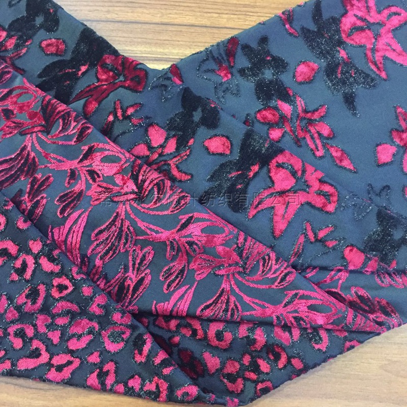 厂家亮丝提花天鹅绒布双色密丝绒韩国绒仿烂花烧花金丝绒植绒布