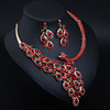 Ruby necklace and earrings, set for bride, accessory, European style, wholesale