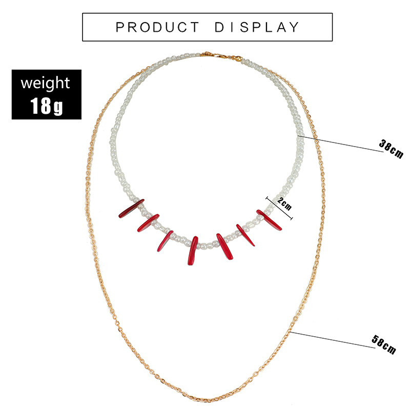 Neue Accessoires Exotische Reis Perlen Rote Lange Streifen Acryl Unregelmäßige Halskette Halskette Frauen display picture 1