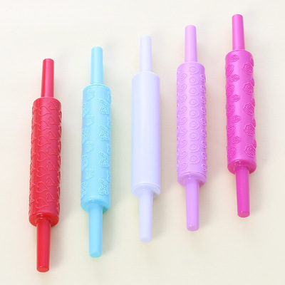 Cross border Mini Plastic Embossing rolling pin biscuit Cake tool heart-shaped butterfly Flower