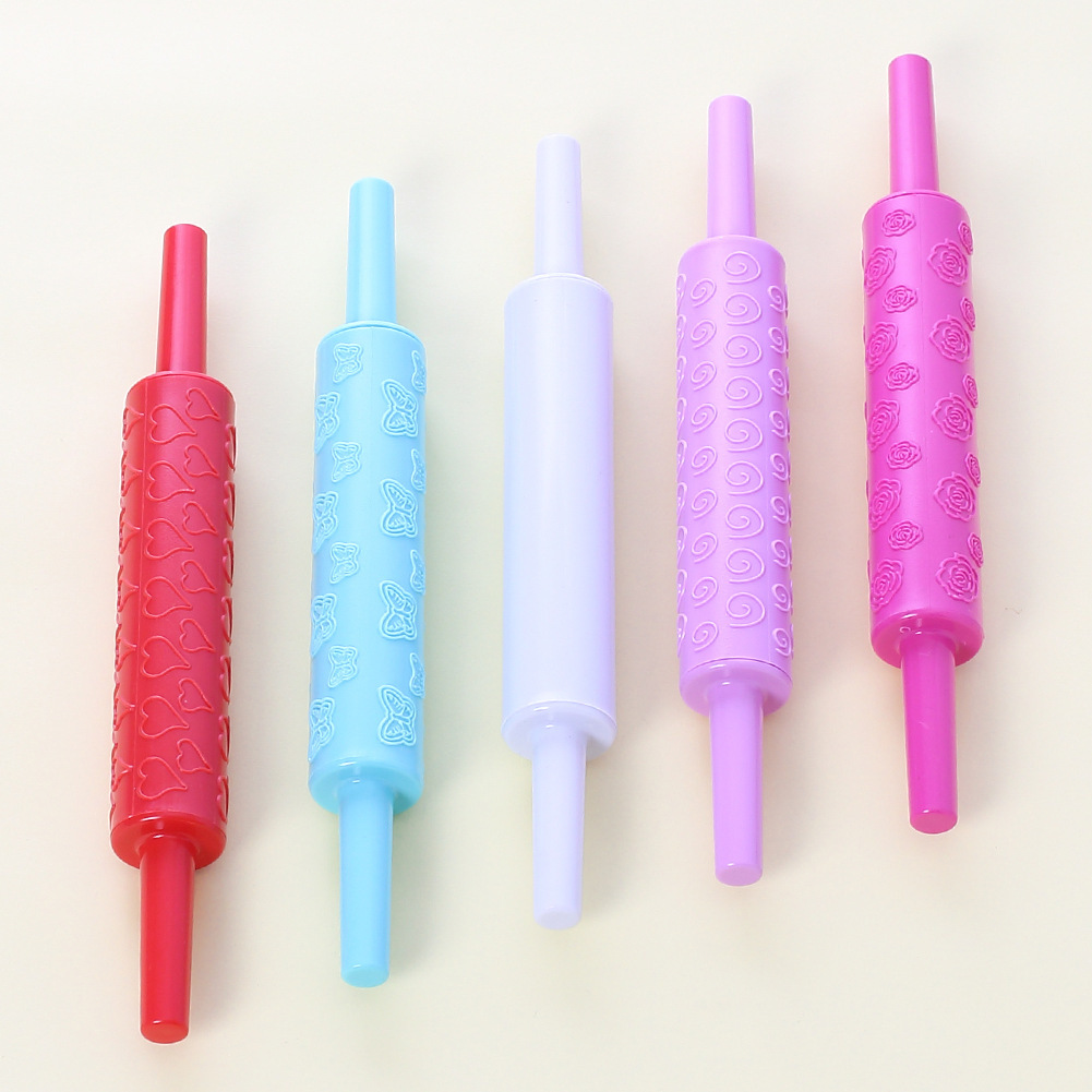 Cross border Mini Plastic Embossing rolling pin biscuit Cake tool heart-shaped butterfly Flower