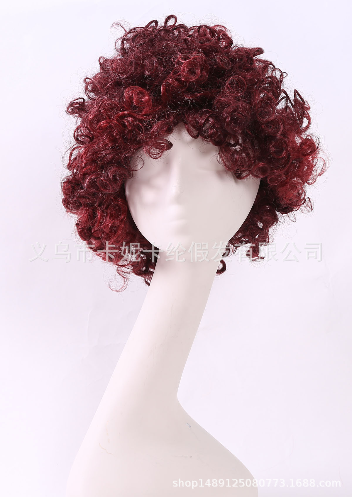 Peluca de abanico granate moda europea y americana