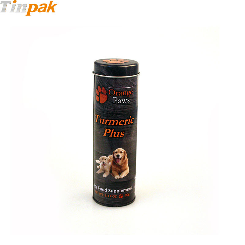 宠物粮马口铁圆罐 圆筒狗粮铁罐包装 狗粮小铁罐印刷定制生产