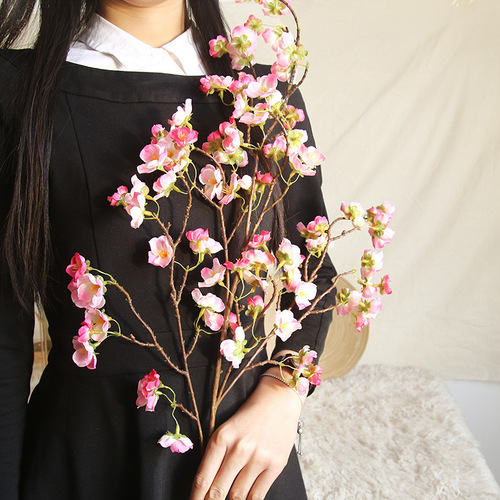 Beauty finger cherry blossom peach blossom INS style Nordic plum blossom artificial flower manufacturer home decoration wedding artificial flower MW38958