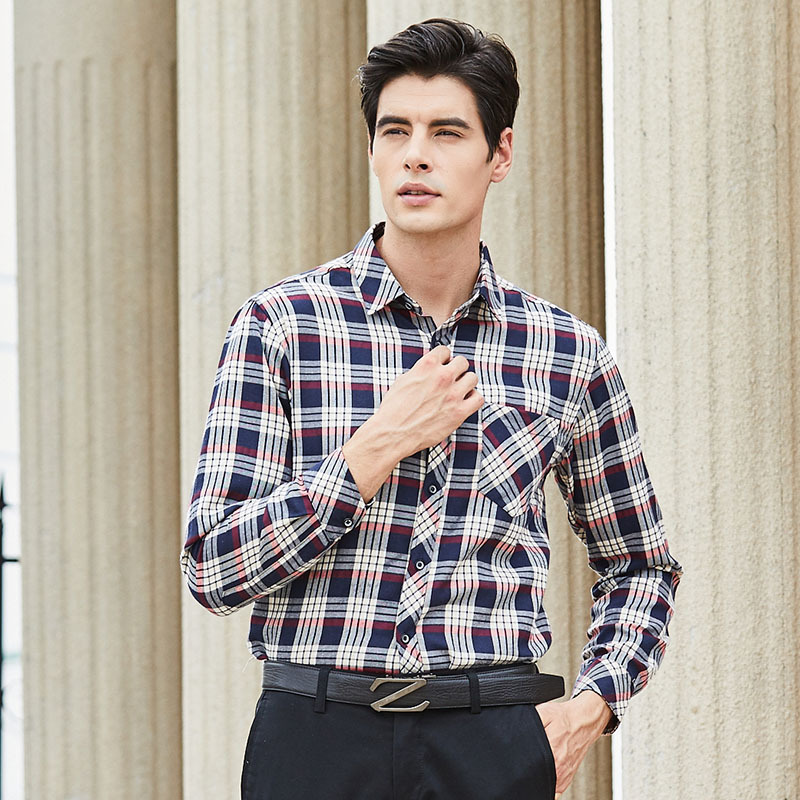 2019 Spring and summer new pattern man Long sleeve shirt leisure time lattice Youth fashion Self cultivation jacket On behalf of