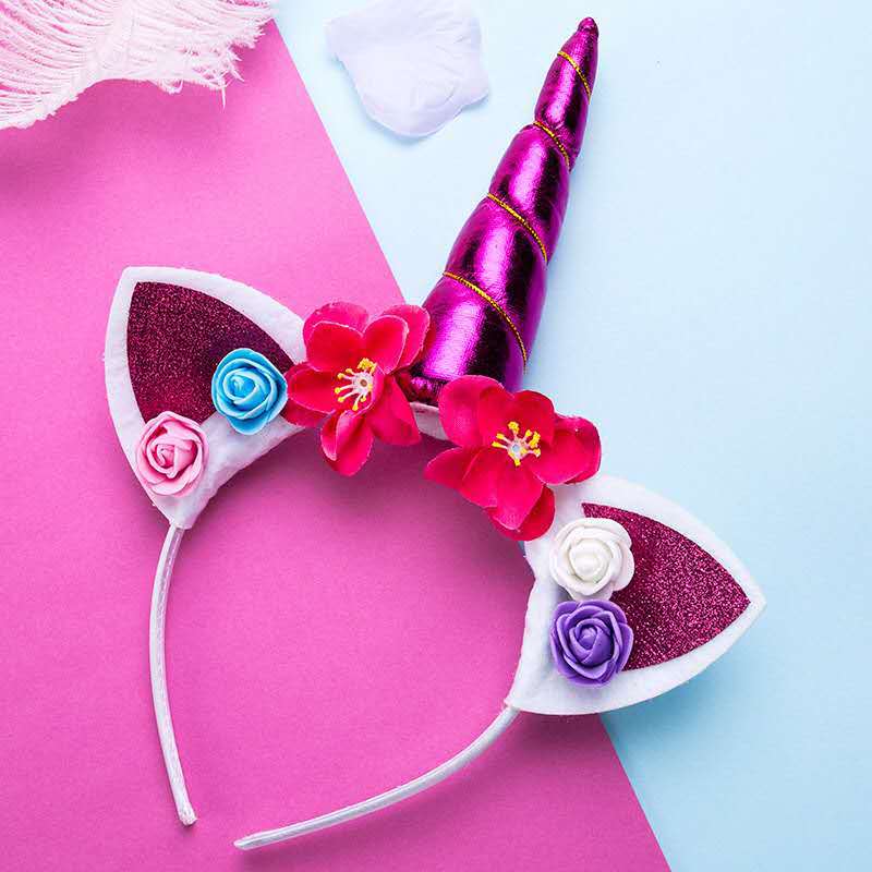 Factory direct supply of cross-border unicorn headbands, children's cartoon headbands, Halloween princess birthday party headwear wholesale detail image 6