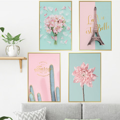 Pink ins girly heart Nordic decorative wallpaper stickers living room bedroom bedside warm wall stickers wall stickers Fendai