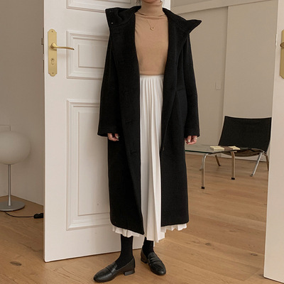 [ congye ]Woollen overcoat 2019 winter new pattern superior quality Hooded Mid length version Woolen coat 1886
