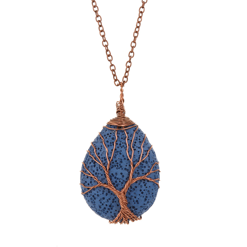Fashion Tree Alloy Plating Natural Stone Pendant Necklace 1 Piece