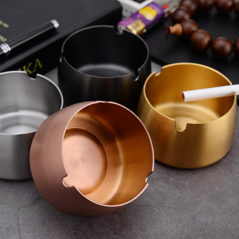 thickening Windbreak Stainless steel gift gift Metal ashtray Scrub originality personality customized Medium and small hotel