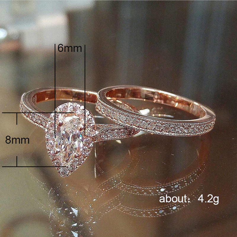 New, Classic Pear-Shaped Drop Zircon Engagement Ring, Fashion Ladies Trend Hand Accessories_voghion.com