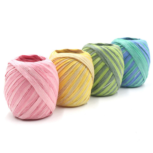 Section dyeing raffia paper rope rugby 20m/roll Colored raffia paper rope egg roll handmade DIY production raw materials