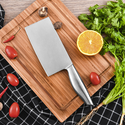不锈钢厨师刀具 阳江菜刀家用厨房切肉切菜切片刀具空心柄砍骨刀|ru