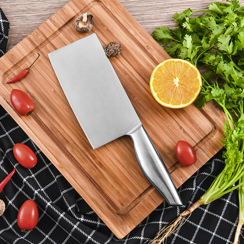 不锈钢厨师刀具 阳江菜刀家用厨房切肉切菜切片刀具空心柄砍骨刀|ru