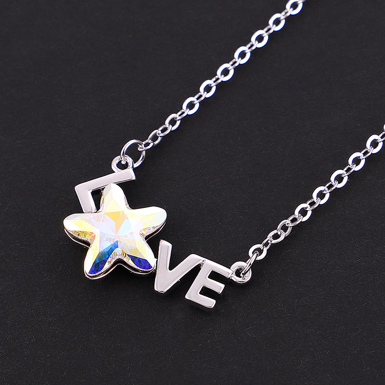 1 Piece Fashion Letter Star Alloy Inlay Rhinestones Womenu0027S Pendant Necklace
