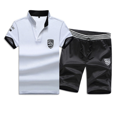 2019 summer Short sleeved suit leisure time Sportswear Men's Five point pants shorts leisure time Trend