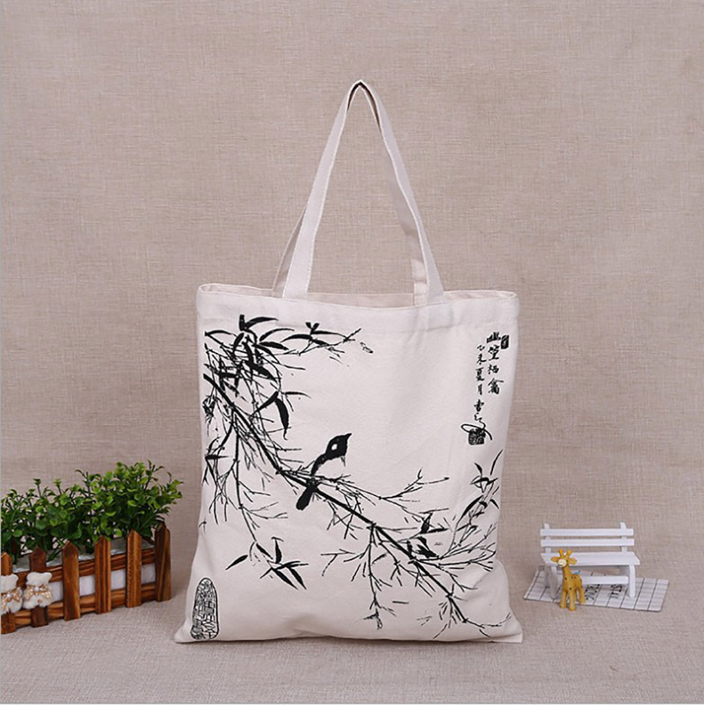 广州厂家可印logo 山水画印刷帆布袋 中国风购物袋环 保单肩包