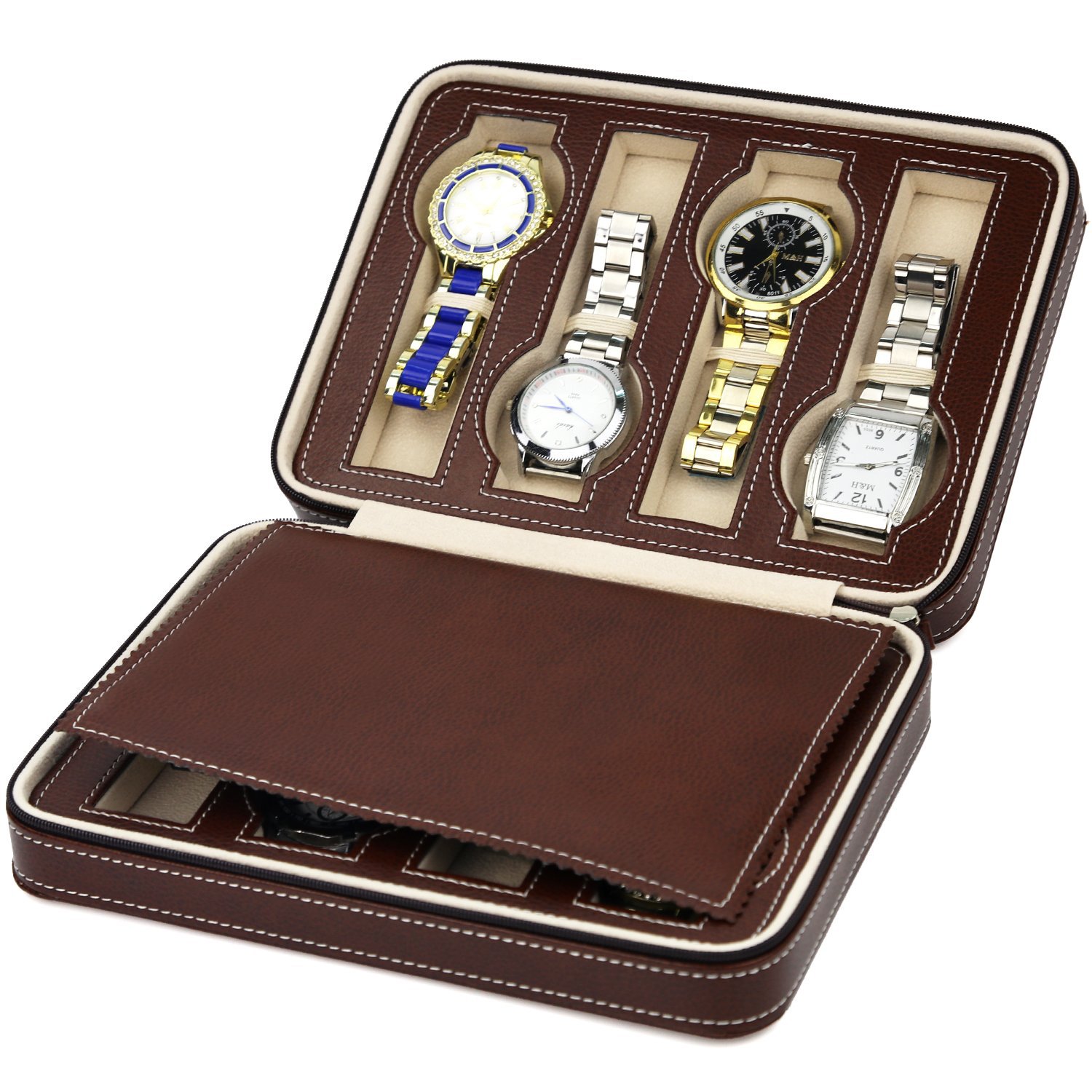 手表拉链包收纳包 8位手表收纳包手表盒皮包 便携式拉链手