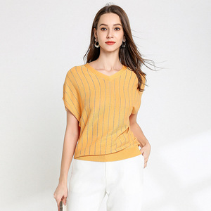 Thin new style Tencel T-shirt short sleeve European and American knitting shirt